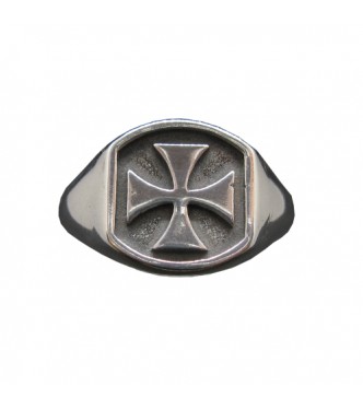 R002087 Genuine Sterling Silver Men Ring Maltese Cross Solid Stamped 925 Comfort Fit